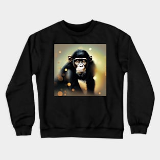 Chimpanzee in a golden, glowing light Crewneck Sweatshirt